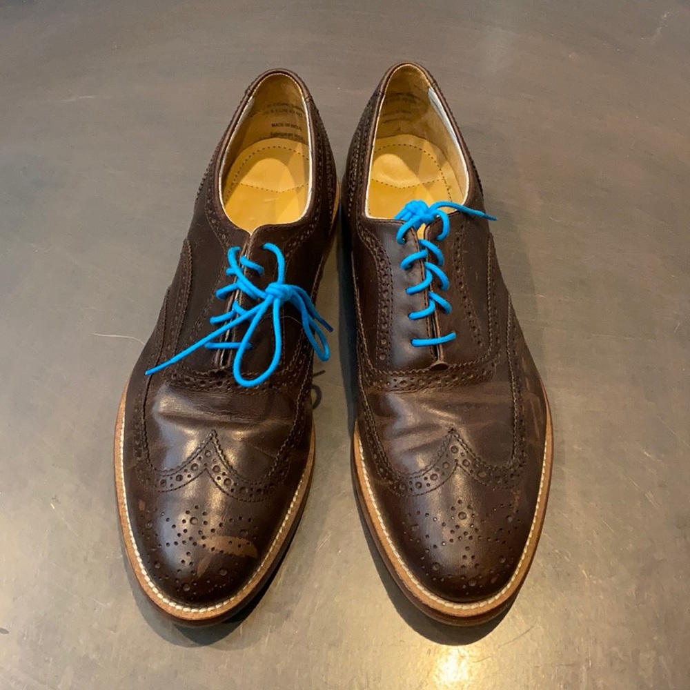 J. Shoes with blue lace